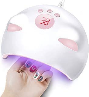 60W LED UV Nail Lamp for Gel Nail Polish with 3 Timers (30/60/99s) Auto-Sensing Digital Display, Fast Nail Dryer Curing Lamp for Nail Art, UV Lamp for Nails with USB Power Cable (Plug not included)