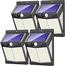 Solar Security Lights Outdoor, Claoner 140 LED Solar Motion Sensor Lights 3 Lighting Modes Solar Powered Lights IP65 Solar Wall Lights for Yard Garage Garden Fence Door (4 Pack)