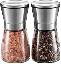 WINSHEA Salt and Pepper Grinder Set – Premium Stainless Steel Salt & Pepper Mill with Glass Body and Adjustable Coarseness, Brushed Stainless Steel Salt and Pepper Shakers