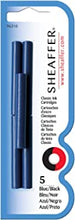 Sheaffer Skrip - Classic fountain pen ink cartridge, pack of 5, blue / black,96310