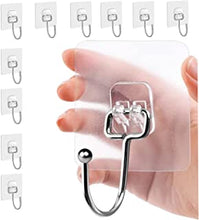 10PCS Self Adhesive Hooks 44 lb/ 20kg (Max) Heavy Duty Wall Hooks, Removable Large Size Sticky Hooks, Strong Clear Stick on Hooks Free Nail for Home Bathroom Kitchen and Office Zesc-Im