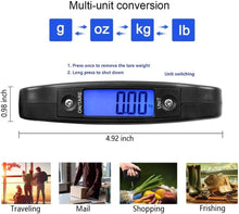 HANWELL 50kg/110lb Digital Luggage Scale with 4 Units (Kg/g/lb/oz), Electronic Travel Hanging Scales with Backlit Display/Tare/Data Hold Function, Handheld Style, Black