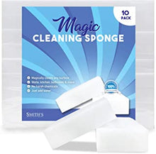 (10 Pack) Smith’s Magic Cleaning Eraser Sponge - 2X Longer Lasting Melamine Sponges - Multi Surface Power Scrubber Foam Pads - Bathtub, Floor, Baseboard, Bathroom, Wall Cleaner
