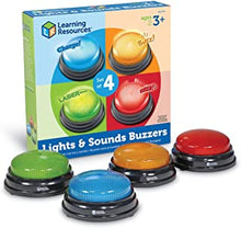 Learning Resources (UK Direct Account) LER3776 Learning Resources Lights and Sounds, Family Night, Game Show, Classroom Accessories, Siren, Buzzer, Laser and Charge, Set of 4, Ages 3+, Multicoloured