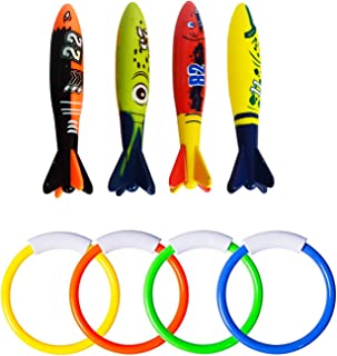 Topways® Diving Pool Toys Set, Dive Rings Sticks Diving Torpedo for Swimming Underwater Pool Training Toy Diving Game Training Gift for Kids