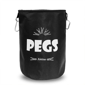 Aieino Large Peg Bag with Drawstring, Hanging Snap Hook - Storage Bag up to 200 Clothes Pegs for Hanger Clips Washing Line Waterproof Weather Resistant Durable, Black