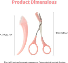 WLLHYF Eyebrow Trimmer Set with Comb Stainless Steel Curved Crescent Moon Brow Scissors Makeup Tools Eyelash Prune for Hair Removal for Men Women Beauty Accessories(Pink)