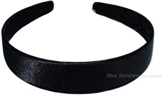 Mias Accessories, 1 Count Plain wide flat satin headband, for Women, Synthetic, Aliceband (2.5cm) flat black