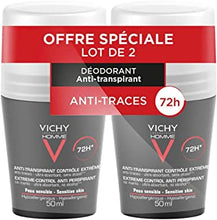 Vichy Homme Antitranspiranter Deoroll-on 72h,Pack of 2 (2 x 50ml)