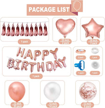 Birthday Decoration Balloons for Women Girls with Happy Birthday Banner and Rold Gold Balloons-Easy to Assemble