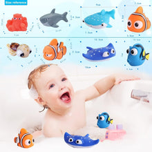 Cadoal 8PCS Finding Dory Nemo Bath Squirt Toys, Floating Sea Animals (Shark Octopus Clownfish Turtle Devil fish) Bathtub Water Squirt Bath Toy for Baby Kids Toddler Shower and Swimming Pool