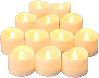 Oria LED Candles Tea Lights, Flickering Flameless Candles, Realistic Battery Operated Fake Candle with Warm White Bulb light for Christmas Decoration, Festivals, Weddings Propose etc. (Pack of 12)