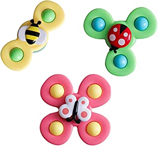 mciskin Suction Cup Spinning Top Toy,Baby Sensory Toys,Safe Interesting Table Sucker Gameplay,Baby Bath Spinner Toy with Rotating Suction Cup(3 PCS) (Insect)