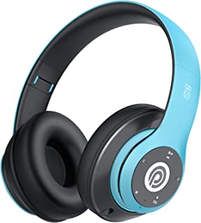 Prtukyt Wireless Headphones Over Ear, [52 Hrs Playtime] Bluetooth Headphones, 6EQ Modes, Foldable Bluetooth Headset Built-in Mic, Soft Memory Earmuffs (Blue&Black)