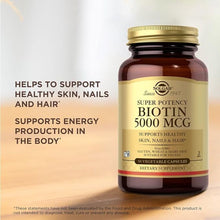 Solgar Biotin 5000 mcg Vegetable Capsules - High Strength Formula - Supports Hair Growth, Glowing Skin, Energy & Vitality - Health Supplement - Sugar Free - Suitable for Vegans - Pack of 50