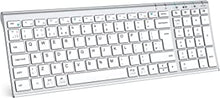 Wireless Bluetooth Keyboard, iClever Keyboard Rechargeable Bluetooth 5.1 Stable Connection to Multi Devices Silent Slim Keyboard for Mac, iPad, iPhone, iOS, Android, Windows, QWERTY UK Layout