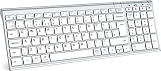 Wireless Bluetooth Keyboard, iClever Keyboard Rechargeable Bluetooth 5.1 Stable Connection to Multi Devices Silent Slim Keyboard for Mac, iPad, iPhone, iOS, Android, Windows, QWERTY UK Layout