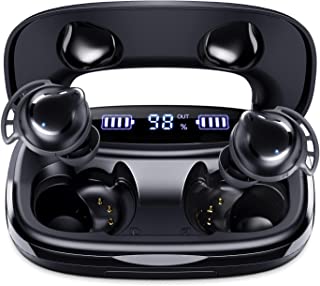 Wireless Earbuds Bluetooth Headphones,180H Playtime Deep Bass Noise Cancelling IPX8 Waterproof Bluetooth Earphones,In-Ear Headphones with LED Display Touch Control for Sport/Work