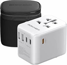 Worldwide Travel Adapter with USB C PD 30W Fast Charging , Travel Plug Adapter (3 USB C 2 USB-A ) Universal Socket Dual 10A Fuses Surge Protection All In One International Adapter - EU UK US AU Plugs