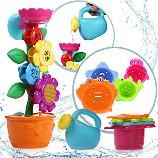 OleOletOy Baby Bath Toy- With 4 Colored Stacking Cups; Cute Bathtime Fun Toys with Suction Cups for Bathtub