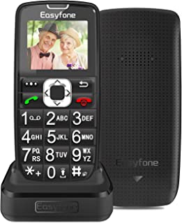 Easyfone Prime-A6 GSM Big Button Senior Mobile Phone, Easy-to-Use Sim-Free Senior Mobile Phone for Elderly with Charging Dock