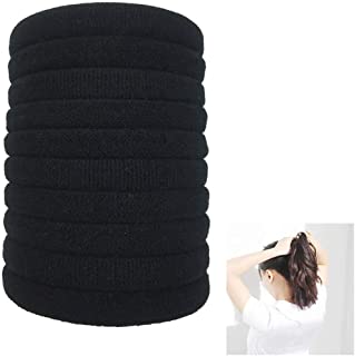 20-Pcs Elastic Hair Bands No metal for Thick Heavy and Curly Hair Black