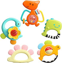 TINOTEEN Baby Rattles Toys Set, 5Pcs Teether Shaker Grab Spin Rattle Toy for 3 6 9 12 18 Month Babies Infant Newborn