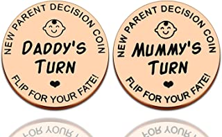 New Parents Decision Coin,Gifts for Mum Dad,Newborn Baby Gifts,New Mum Gifts,Flip Coin Decision,Funny,Birthday,Anniversary,Stainless Steel (Rose Gold)