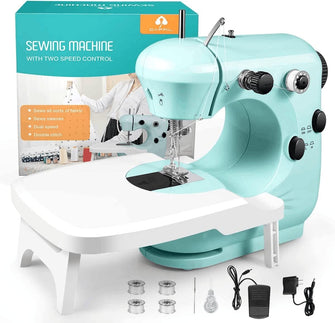 Sewing Machine, Small Sewing Machine with Extension Table, Manual sewing machine for Beginners, Adjustable 2 Speed with Sewing Kits, Best Gift for Kids Women Space Saver, DIY, Household and Travel