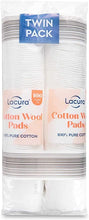 Lacura Pure Cotton Wool Pads 2 x 100 Twin Pack Non-Fleecing, No Shed, 100% Cotton, for Make-up Removal, Discs Face, Nails, Manicure