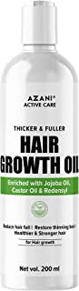 Azani Hair Growth Oil for Thicker, Stronger & Fuller Hair | Jojoba & Castor Oil with Redensyl | Prevents Hair Fall & Hair Thinning - Women & Men, 200 ml
