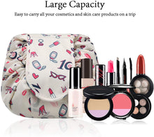 URAQT Makeup Bags for Women, Lazy Drawstring Cosmetic Bags, Large Capacity Flat Toiletry Bags, Waterproof Portable Travel Makeup Organiser