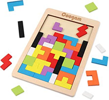 Coogam Wooden Intelligence Puzzle 40 Pcs Tangram Jigsaw Brain Teaser Toy for Kids Wood Puzzle Box Brain Game Building Block Intelligence Educational Gift for Toddlers