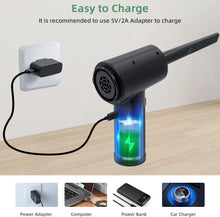 Mcbazel 2 in 1 Compressed Air Duster with Vacuum Cup,Electric Air Cleaner Blower,Mini Handheld Vacuum Cleaner with Power Display/25000/37000/51000rpm Speed for Dust Cleaner/Computer Cleaner/Car/Sofa