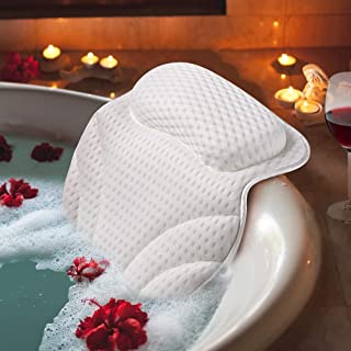Bath Pillow Neck Back Support - Cushion for Women Men Spa Gifts Luxury Waterproof 4D Mesh Bathtub Pillows with 6 Non-Slip Suction