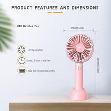 Rupoku Handheld Fan, Portable Mini Fan 3-10H 3 Speeds USB Electric Fan with 2600mAh Rechargeable Battery Desk Fan for Office/Outdoor/Sport/Home/Travel/Camping