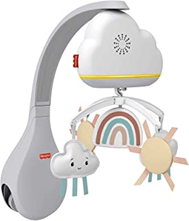 Fisher-Price Rainbow Showers Bassinet to Bedside Mobile, tabletop soother and nursery sound machine for newborn baby to toddler, HBP40