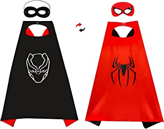 Playcrate Superhero Capes Costume - Kids Hero Double Sided Cape & 2 Masks Included - Fancy Dress Up Birthday Party Cosplay for Girls & Boys