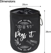 Peg Bag for Washing Line Waterproof and Weatherproof for Securing up to 300 Clothes Pegs for Washing line  Hanging Clothesline Peg Bags - Black