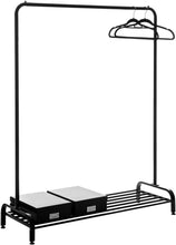 Home Treats Clothes Rail With Shoe Rack/Storage Shelf, Metal With Smooth Black Finish