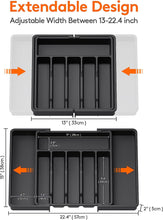 Lifewit Cutlery Drawer Organiser, Expandable Utensil Tray for Kitchen, Adjustable Silverware and Flatware Holder, Compact Plastic Storage for Spoons Forks Knives, Large, Black