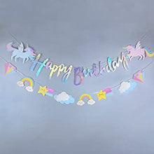 Happy Birthday Unicorn Banner Pennant Unicorn Themed Party Supplies Favors Bunting Banners with Sparkle Gold Glitter for Kids Girls Birthday Wall Door Decoration