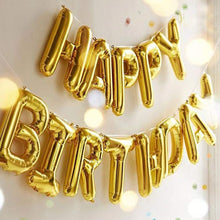 TONIFUL 3D Gold Happy Birthday Balloons Banner with ribbon straw, 16 Inch Mylar Foil Letters Birthday Sign Banner Bunting Reusable Ecofriendly Material for Girls Boys Kids Adults Birthday Supplies