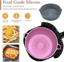 Silicone Air Fryer Liners, 7.8 inches 2PCS Air Fryer Liners Reusable Air Fryer Accessories Non-Stick, Oil-Proof, Water-Proof. Food Grade Silicon Baking Tray for Roasting Microwave (Gray)