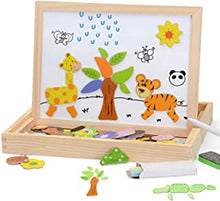 Aliangting Wooden kids Educational Toys Magnetic Easel Animals Puzzles Wooden Games Double Side Education Learning Toys for toys for 3 year old Children.