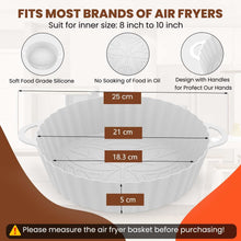 Homestarry Silicone Air Fryer Liner, 2Pcs Air Fryer Liners Reusable Silicone Pot, 8.3" Air Fryer Food Grade Silicone Baking Tray Coking Accessories for Air Fryer, Oven, and Microwave(Grey+Light Brown)