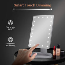 Makeup Vanity Mirror with Lights, Lighted Makeup Mirror with Detachable 10X Magnification, 21 Led Lights Adjustable Dimming Touch Sensor, Dual Power Supply, 180 Rotation, Portable Cosmetic Mirror