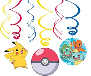 Amscan 9904830 - Pokémon Birthday Party Hanging Swirl Decorations - 6 Pack