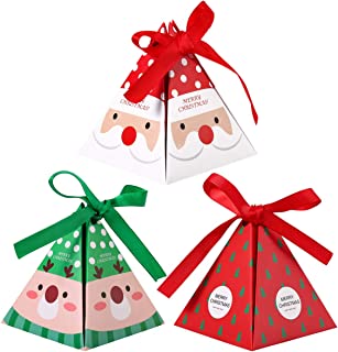 YeahiBaby 30PCS Christmas Paper Boxes Treats Candy Chocolate Goodies Boxes Christmas Party Supplies (Santa Claus, Elk, Christmas Tree)