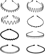 YRVCT, 8-Pieces Wave-shaped Hair Hoop Headband, for Men and Women, Metal, Multi-style Spring Wave Wavy Comb Flexible Non Slip